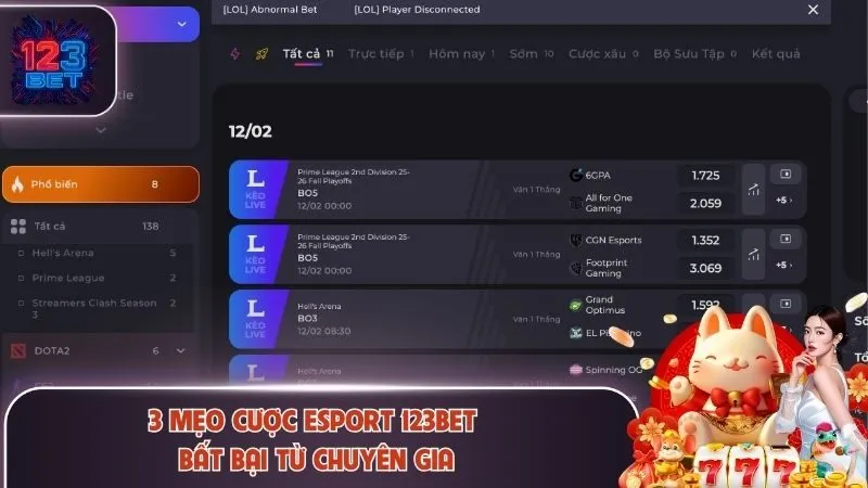 Esport 123bet - Thế Giới Cá Cược Thể Thao Điện Tử Số 1 4 3 mẹo cược Esport 123Bet bất bại từ chuyên gia